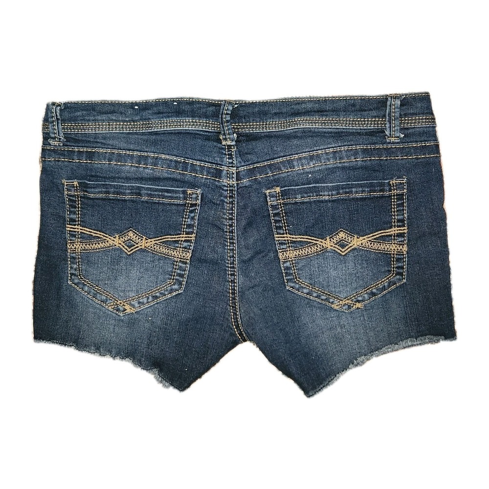 Mudd Embroidered Pocket Cut-Off Denim Shorts Boho Festival Size 11